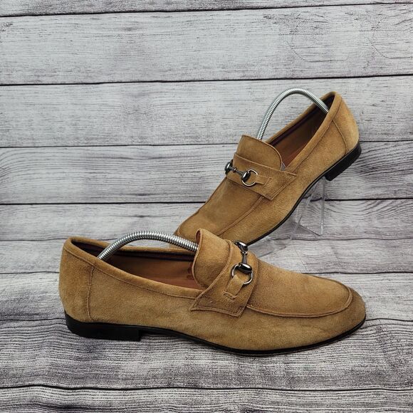 Donald Pliner TED2X Tan Suede Round Toe Slip On Horsebit Loafers, Size 10.5M - Picture 1 of 9